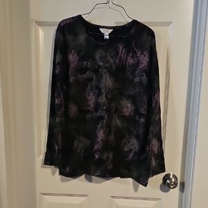 CJ Banks Black and Purple Long Sleeve Top